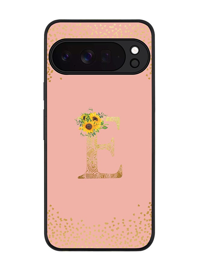 For Google Pixel 10 Pro XL Case,Slim fit Camera Protection, Shockproof Thin Phone cover  - Custom Floral Monogram - E  (Rose Pink )